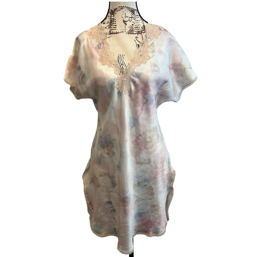 Miss Elaine Vintage Pastel Floral Nightgown Size XS